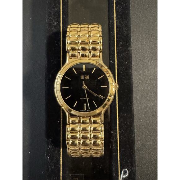 Bill Blass Men's Quartz Watch Gold Band Black Dial- Untested - Picture 4 of 5